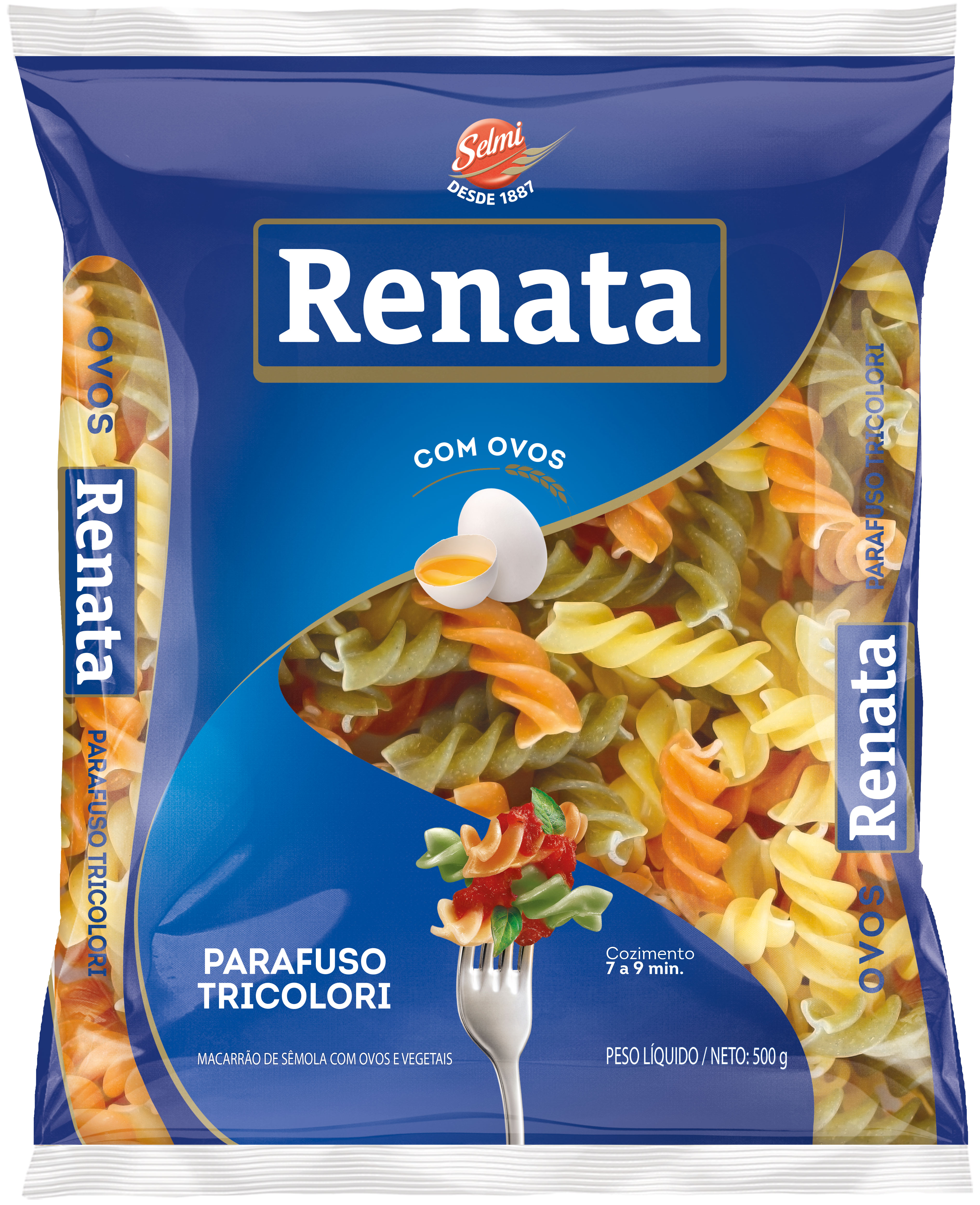 MACARRAO RENATA C/OVOS PARAFUSO TRICOLORI 20X500GR