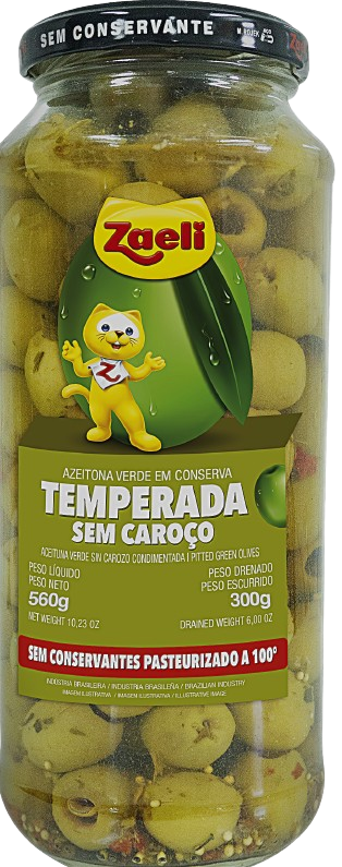 AZEITONA SEM CAROCO TEMPERADA ZAELI 12X300GR