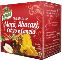 CHA BARAO MATE TOSTADO MISTO  MACA / ABACAXI / CRAVO / CANELA 10X40GR
