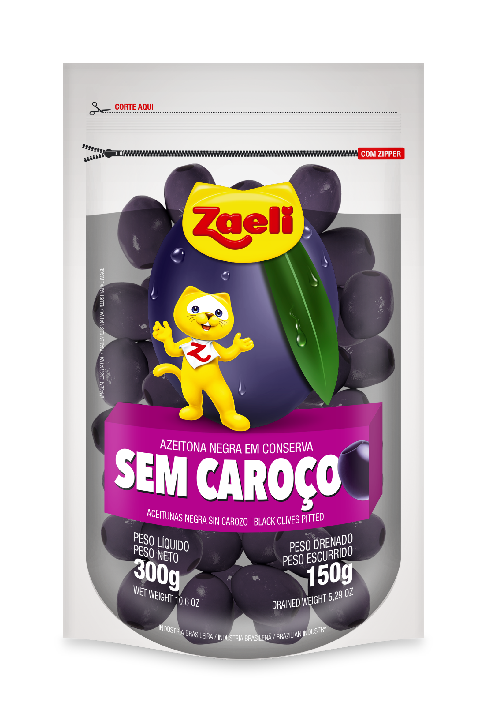 AZEITONA NEGRA SEM CAROCO ZAELI 24X150GR