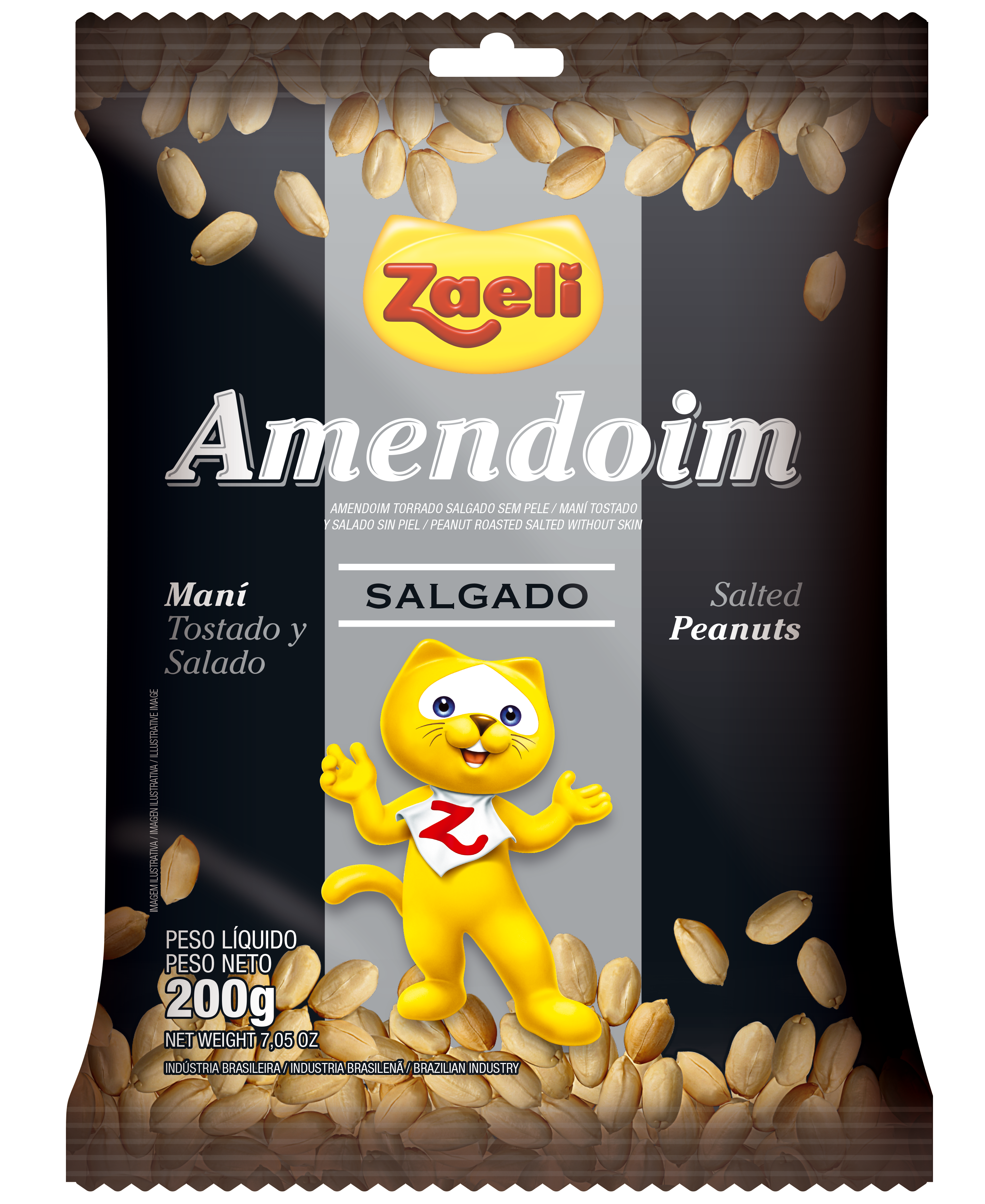 AMENDOIM SALGADO SEM PELE ZAELI 12X200GR