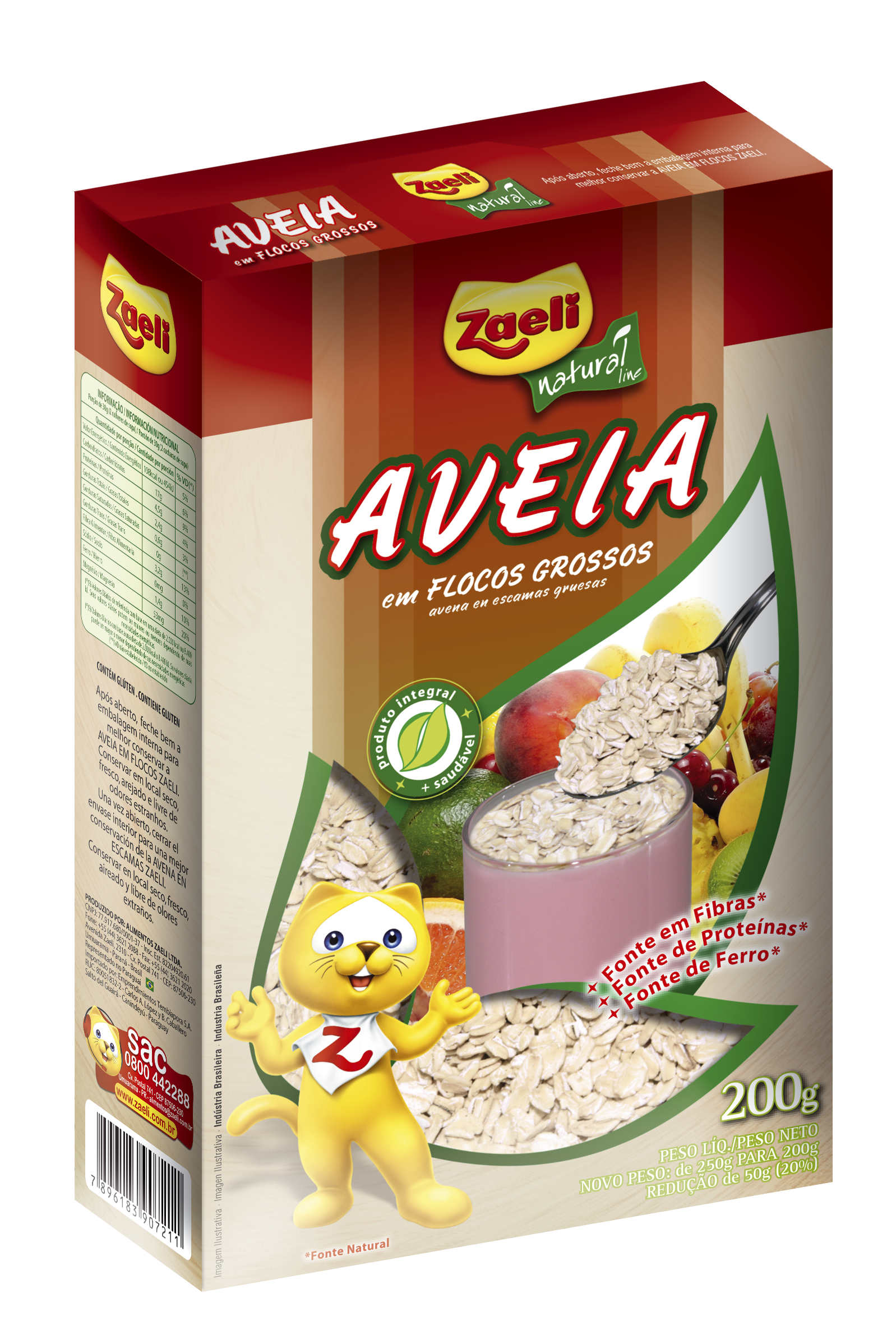 AVEIA EM FLOCOS GROSSA ZAELI 12X200GR