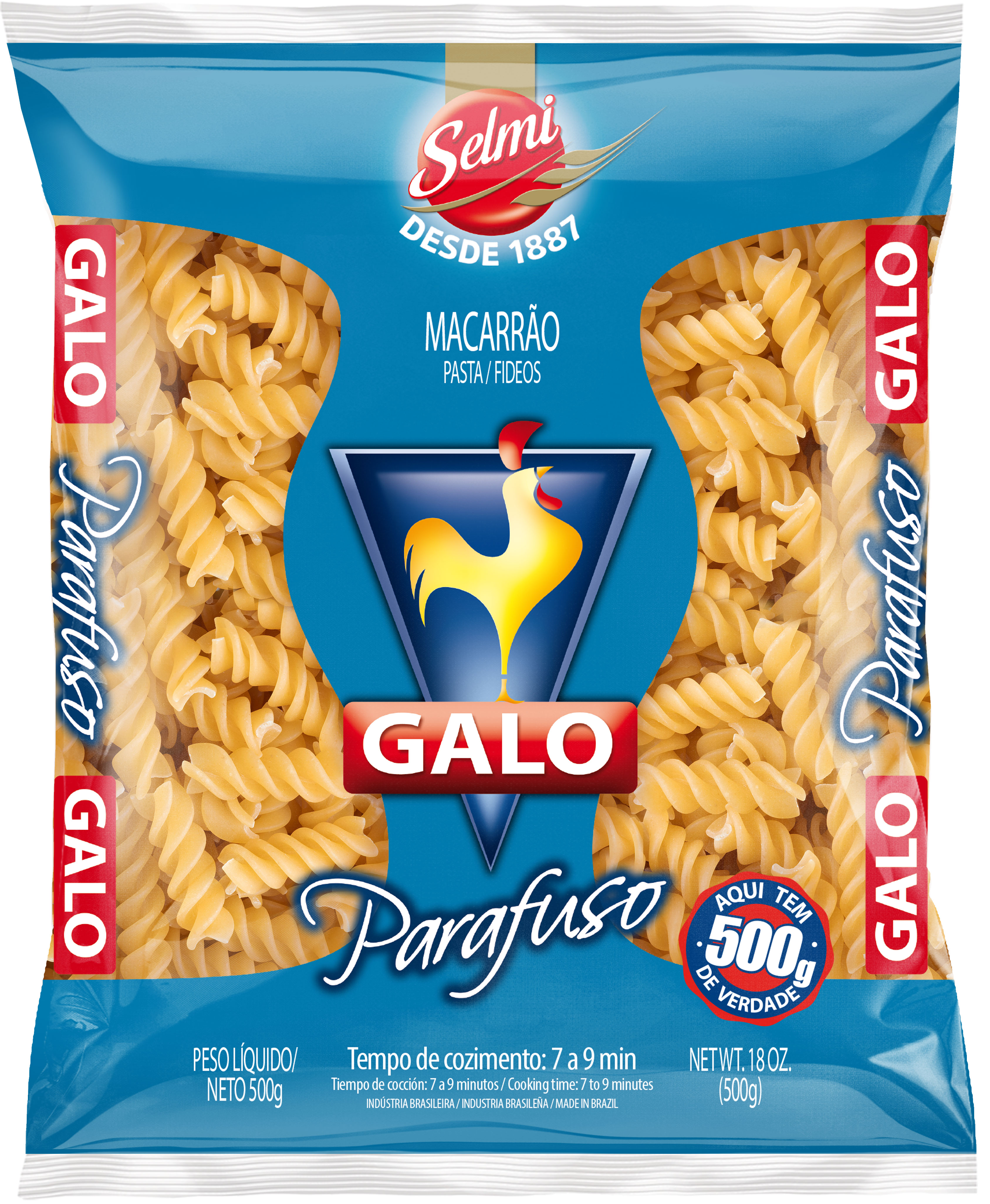FR MACARRAO GALO AZUL SEMOLADO PARAFUSO 10X500GR