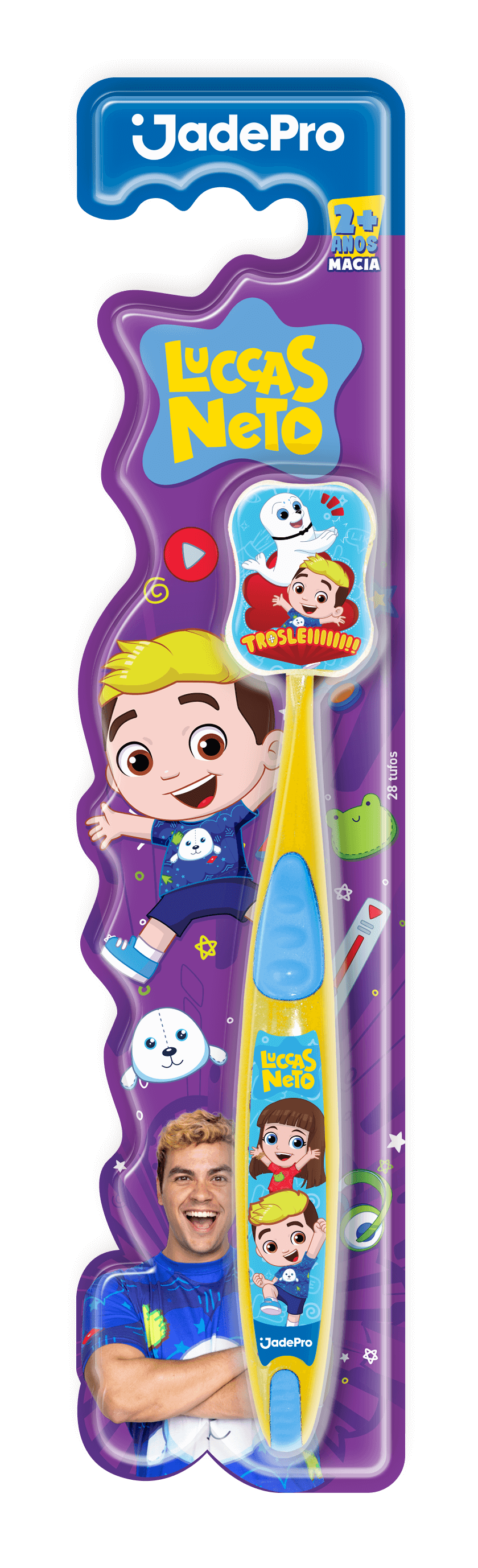 ESCOVA DENTAL 350 JADEPRO LUCAS NETO COM PROTETOR DE CERDAS MACIA 06X01UN